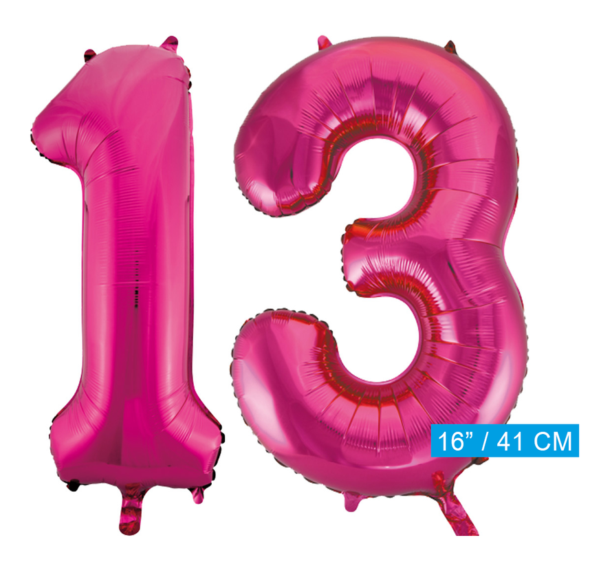 Folie cijfer ballonnen  pink roze 13