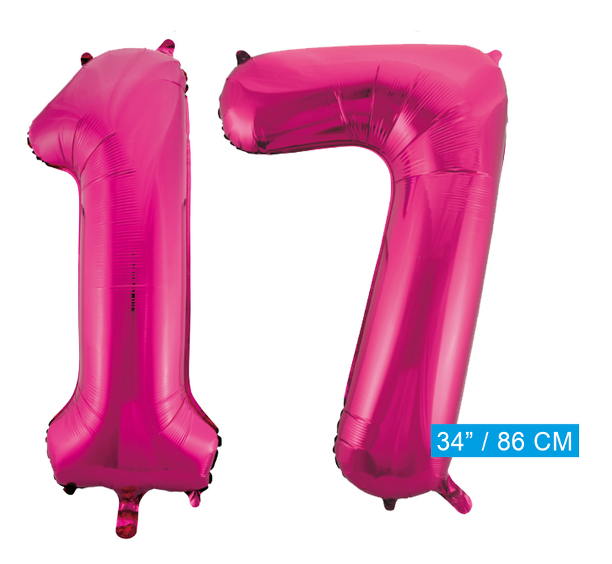 Helium roze cijfer ballonnen 17