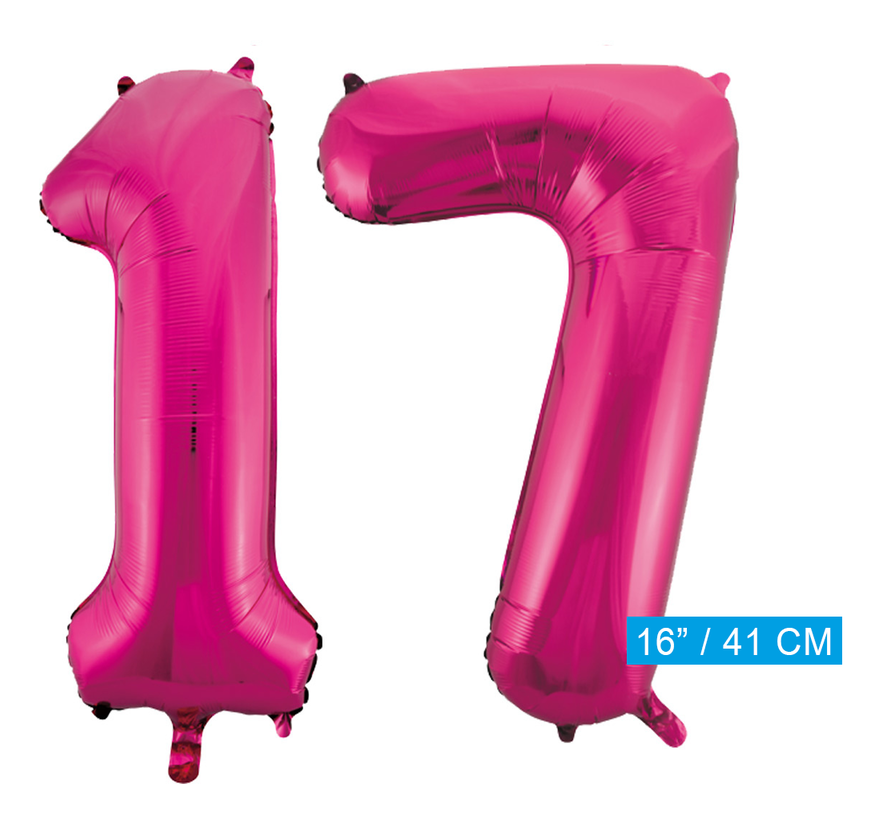 Folie cijfer ballonnen  pink roze 17