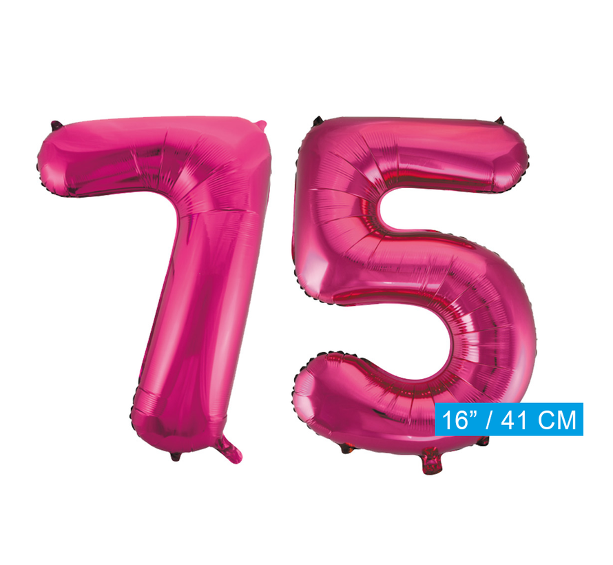 Folie cijfer ballonnen roze 75