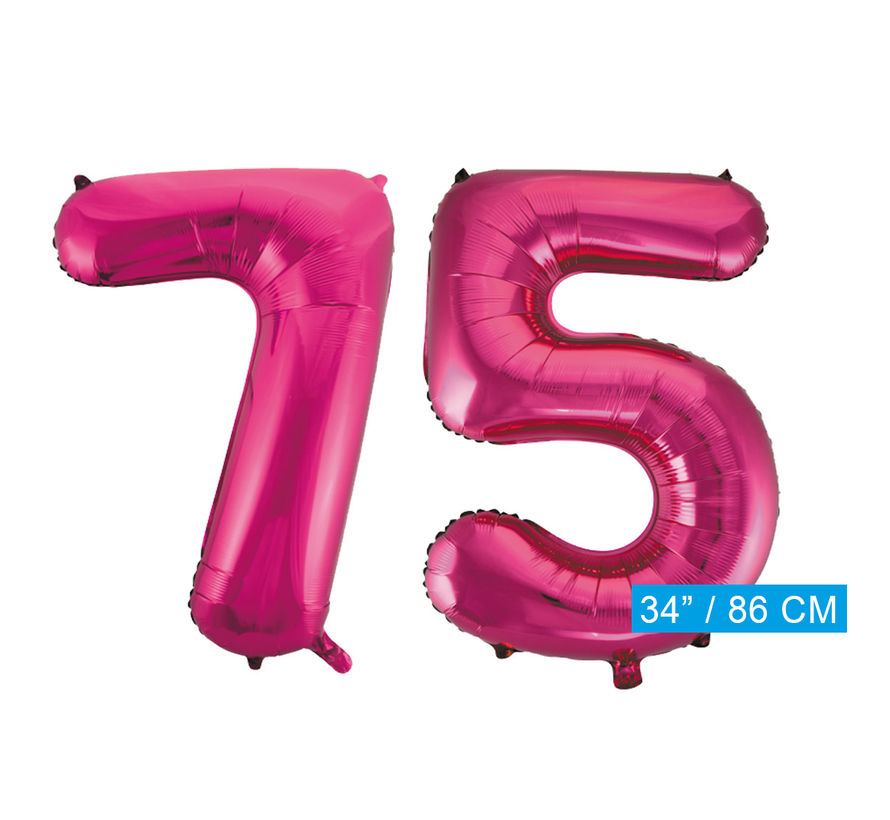 Helium roze cijfer ballonnen 75