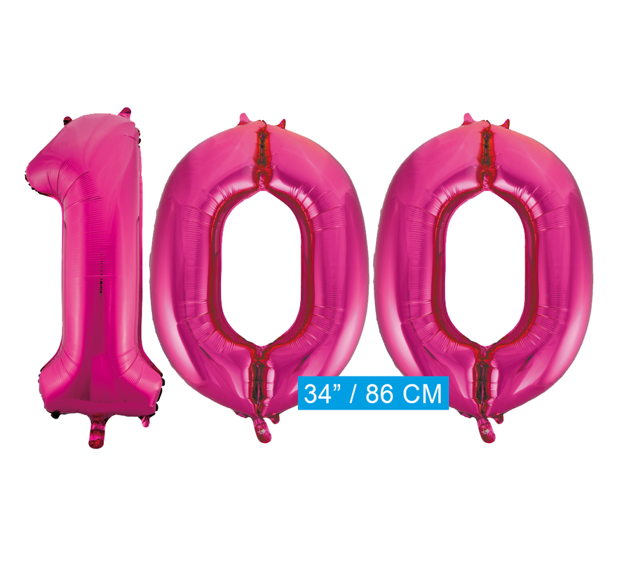 Helium Pink roze cijfer ballonnen 100