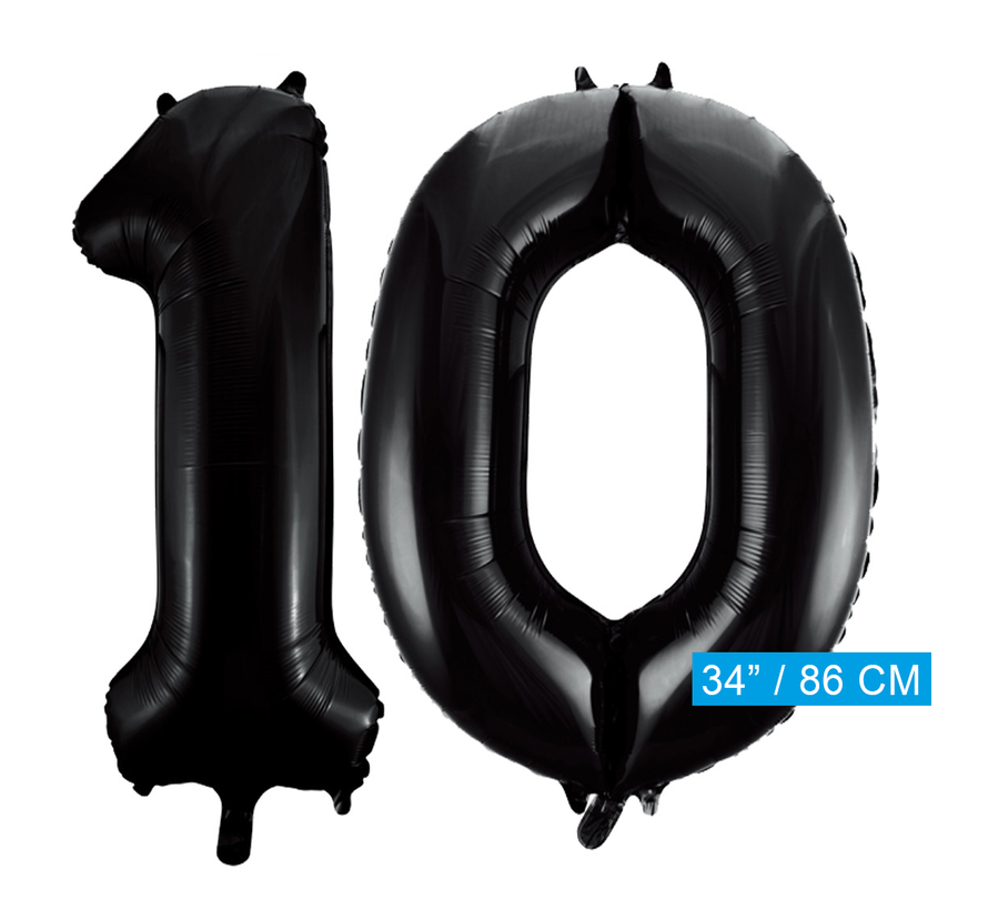 Zwarte cijfer 10  ballonnen