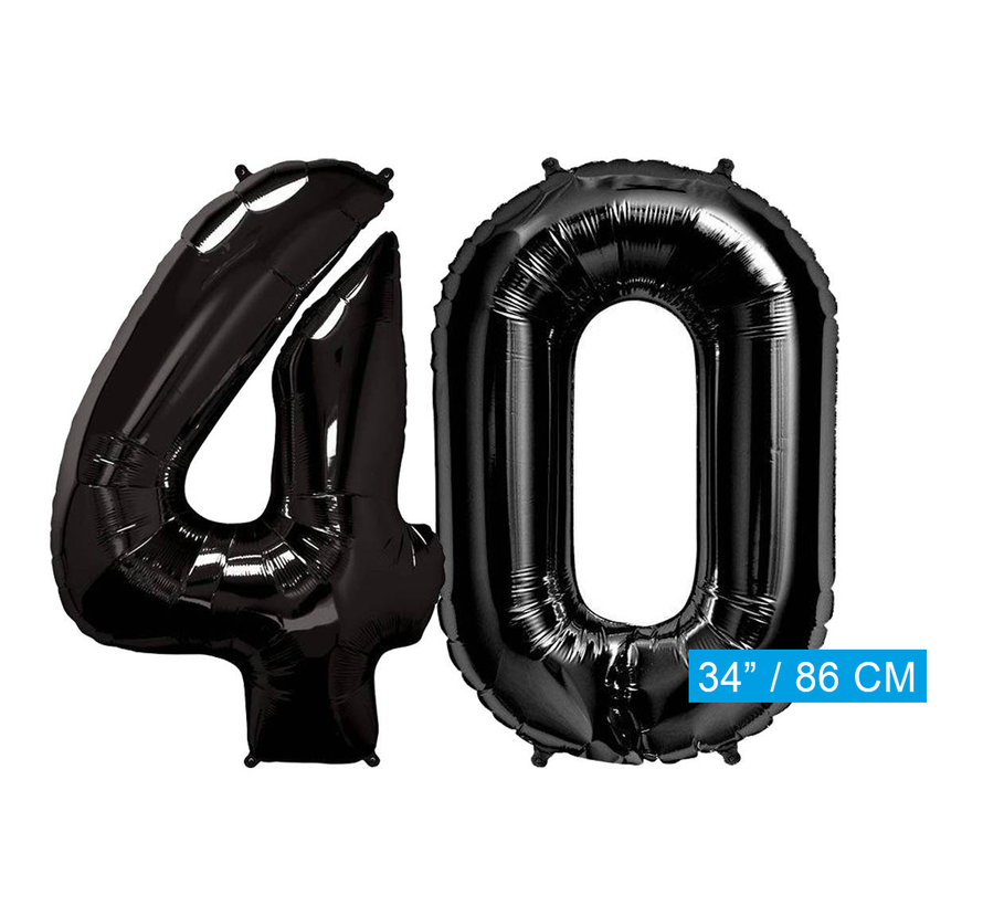 Zwarte folie ballonnen cijfers 40 jaar