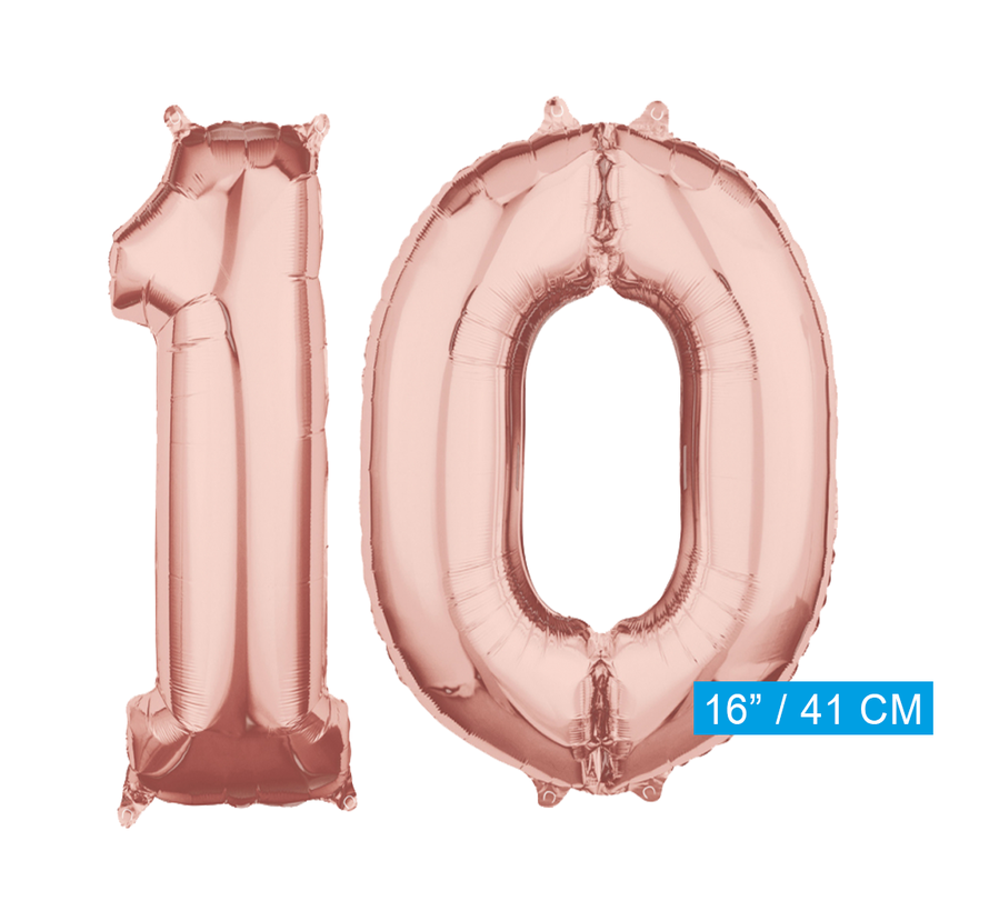Folie  rosé goud cijfer 10  ballonnen