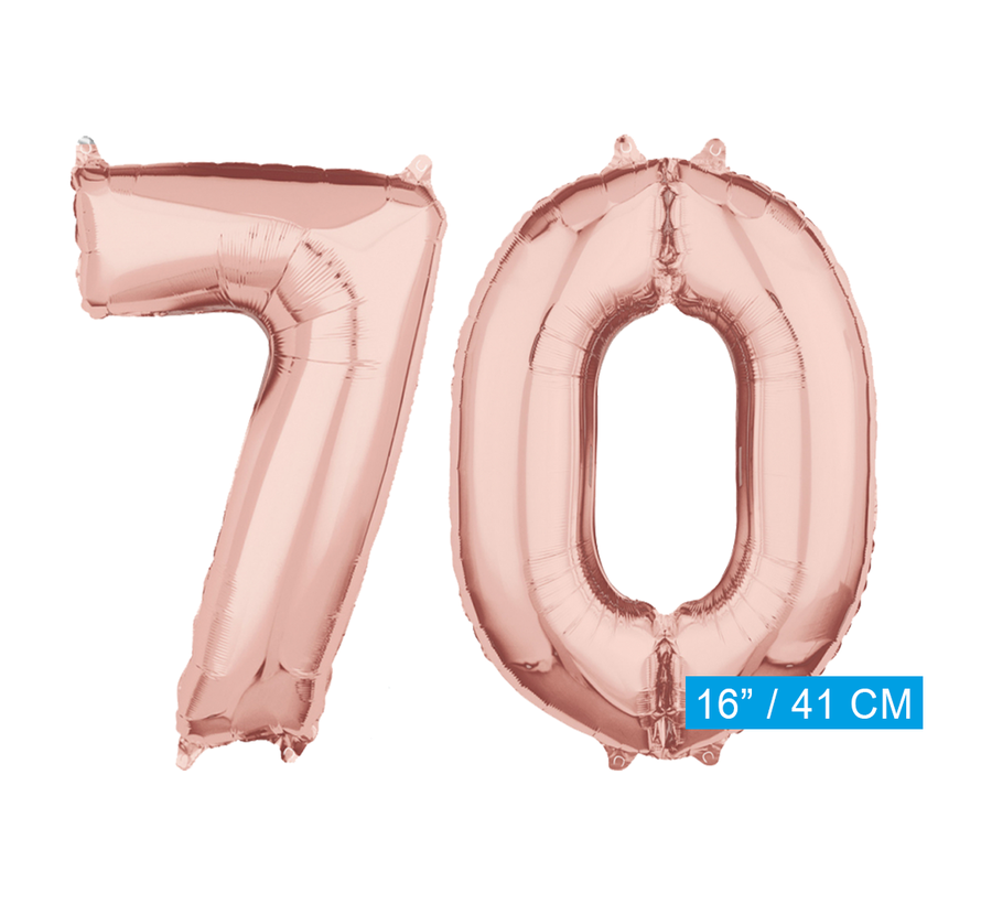 Folie  rosé goud cijfer 70  ballonnen