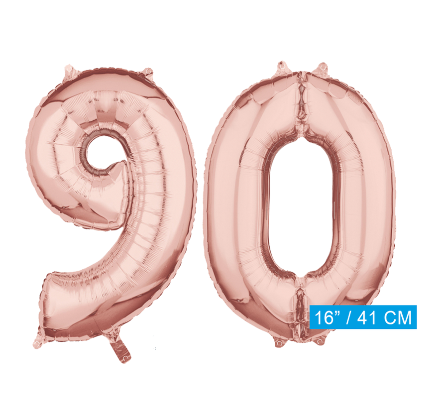 Folie  rosé goud cijfer 90  ballonnen
