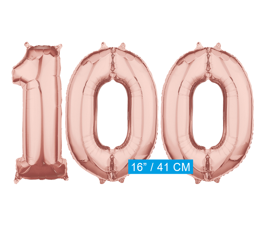 Folie  rosé goud cijfer 100  ballonnen
