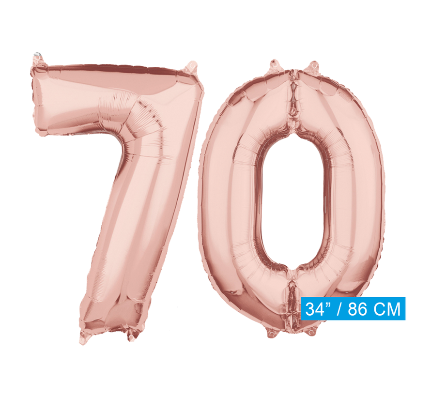 Helium cijfer ballonnen 70  rosé goud