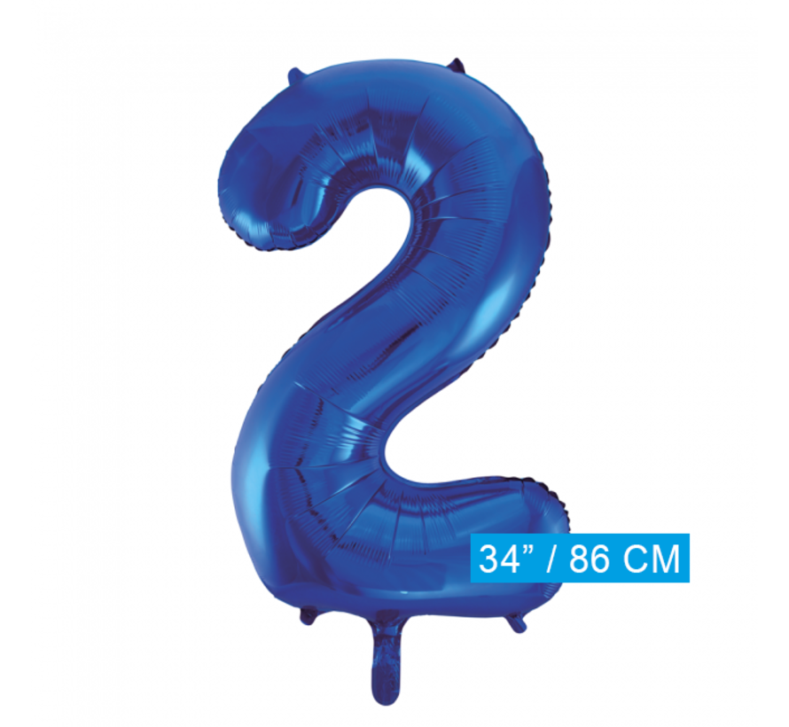 Blauwe folie ballonnen cijfer 2