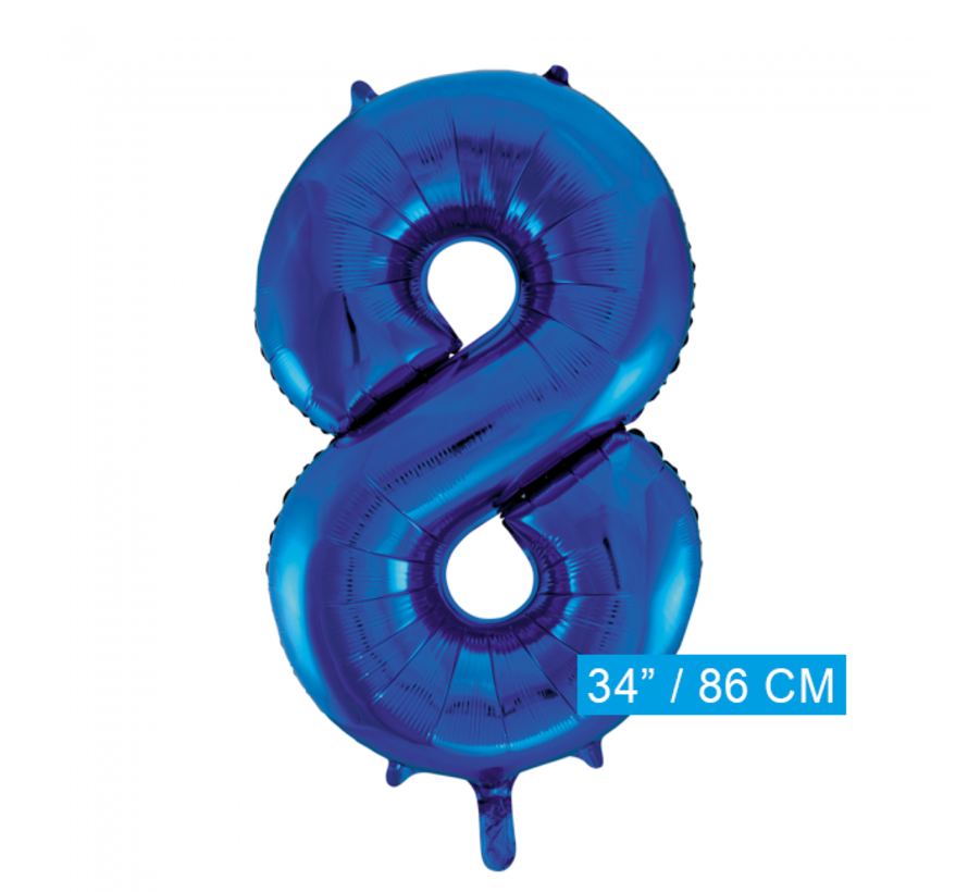 Blauwe folie ballon cijfer 8