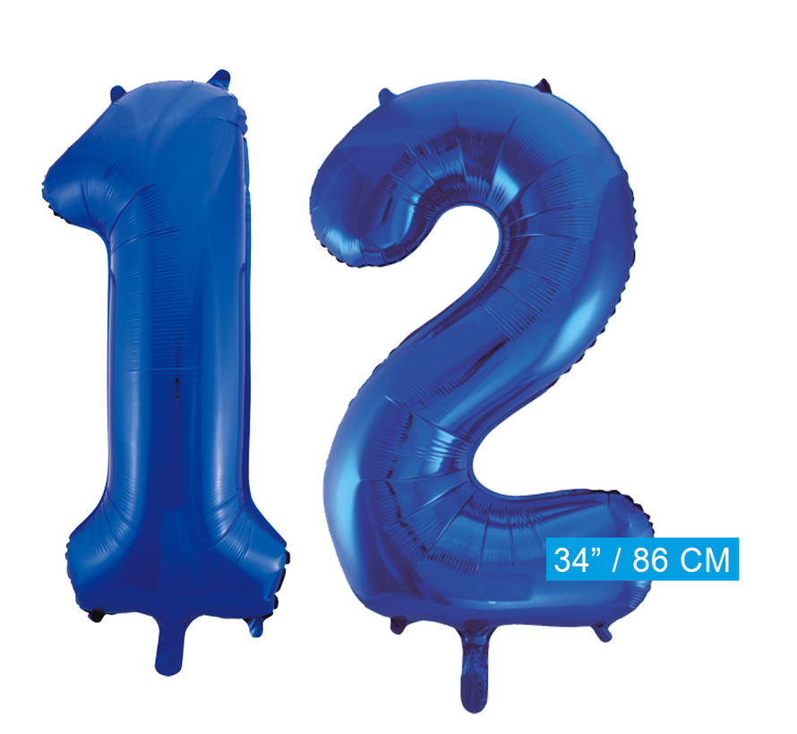 Blauwe folie ballonnen cijfer 12