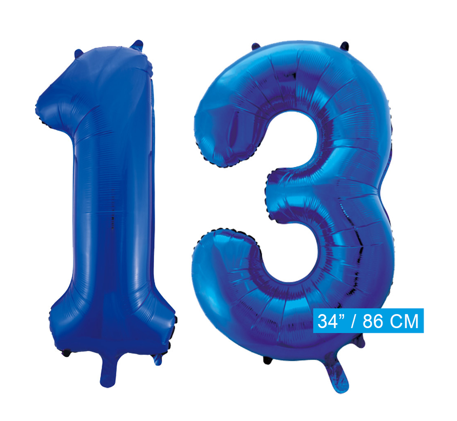 Blauwe folie ballonnen cijfer 13