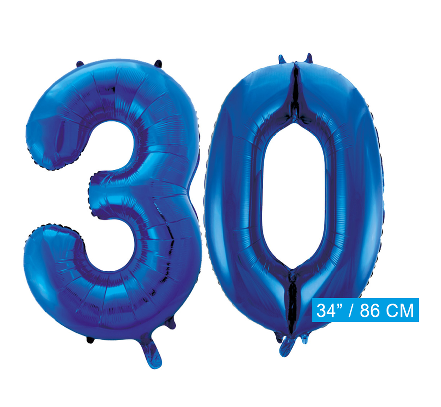 Blauwe folie ballonnen cijfer 30