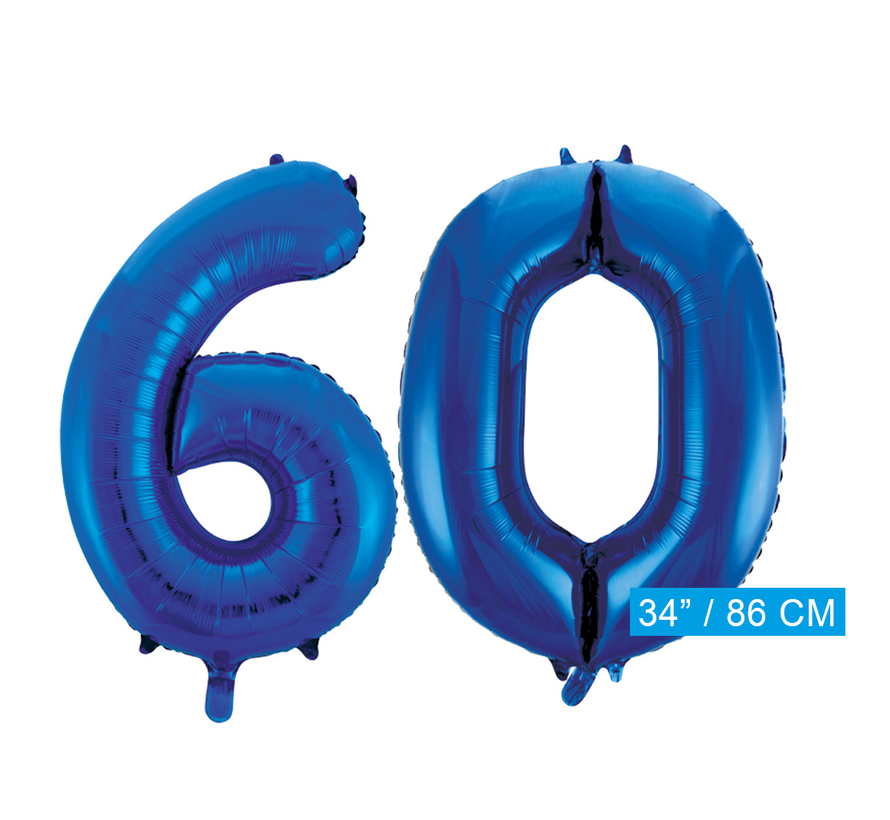 Blauwe folie ballonnen cijfer 60