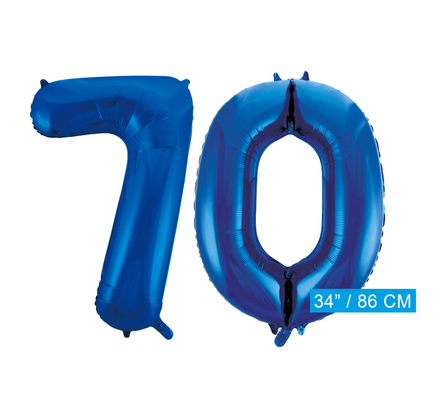 Blauwe folie ballonnen cijfer 70