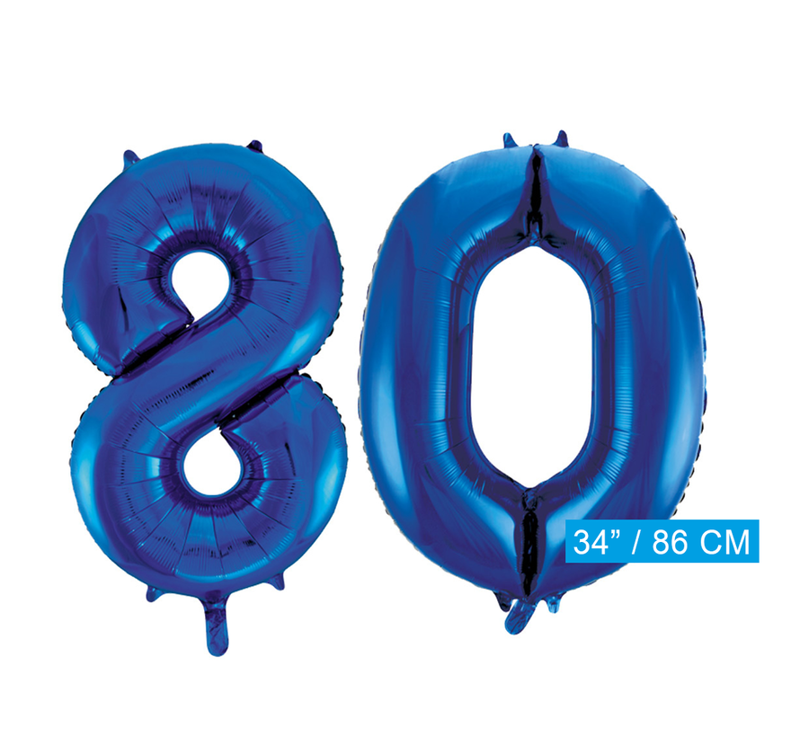 Blauwe folie ballonnen cijfer 80