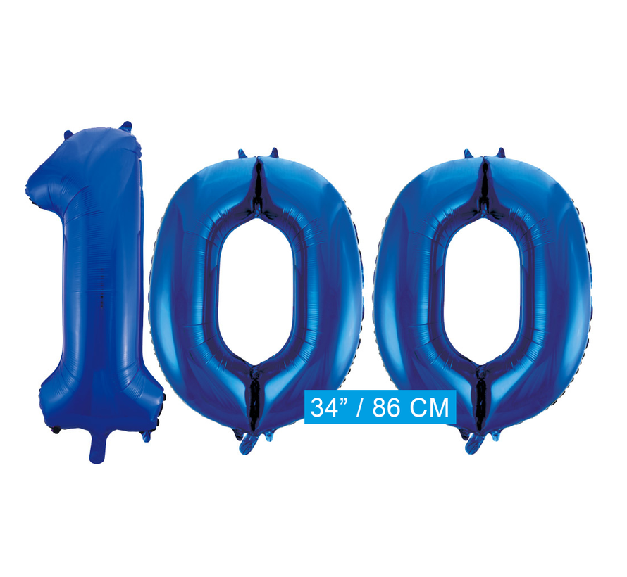 Blauwe folie ballonnen cijfer 100