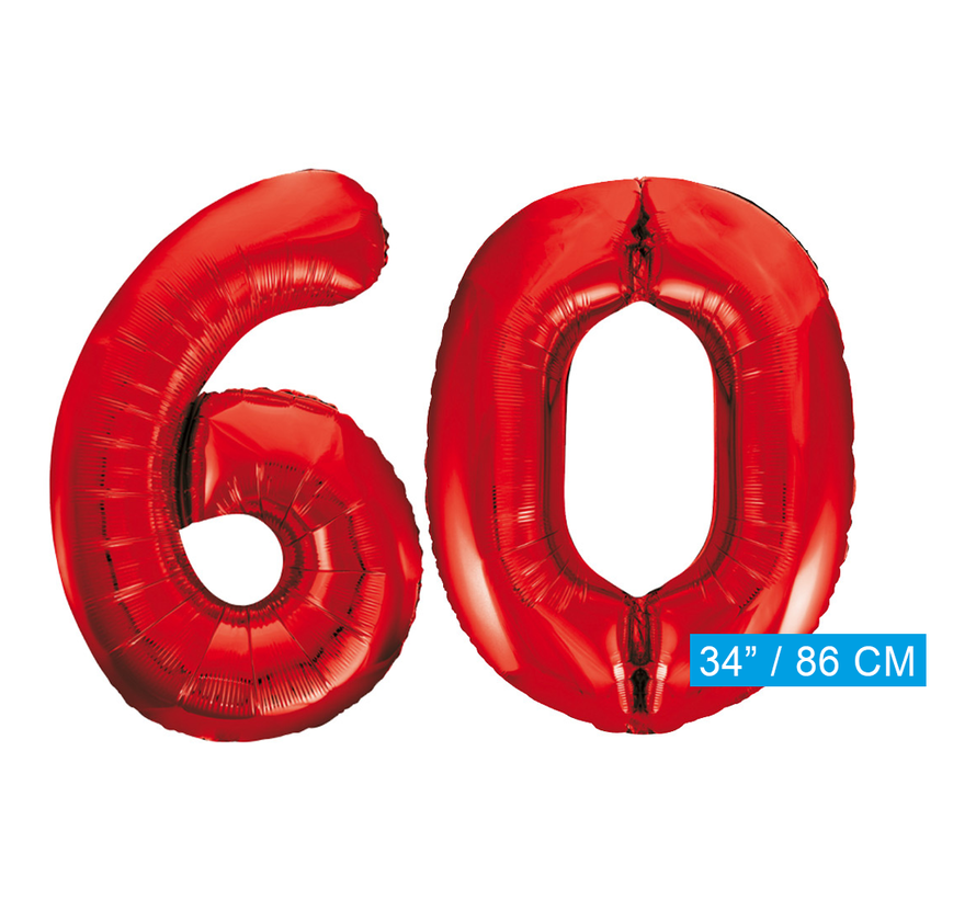 Rode cijfer ballonnen 60