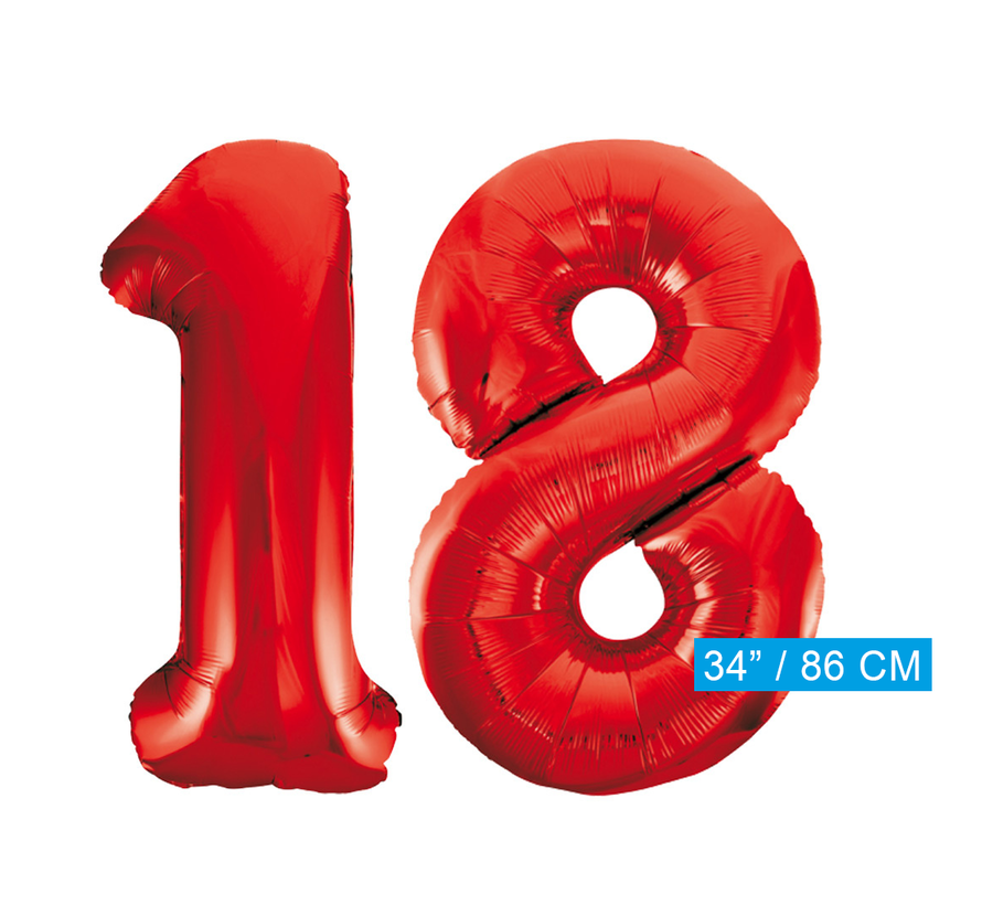 Rode cijfer ballonnen 18