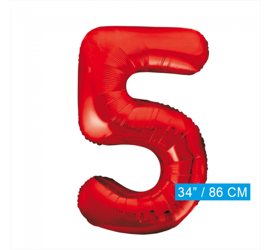 Rode cijfer ballon 5