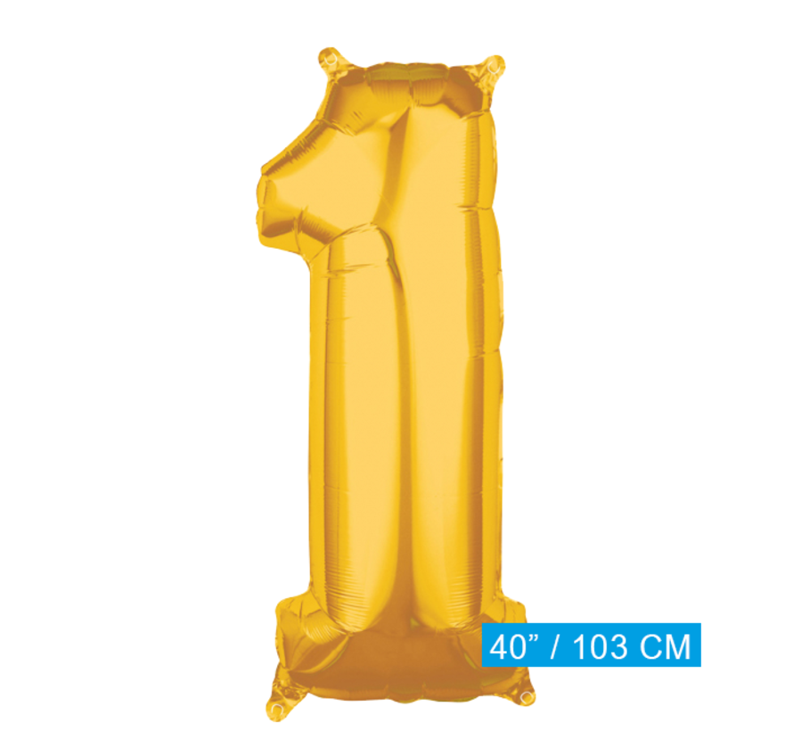 Folie cijfer 1 goud - 103 cm