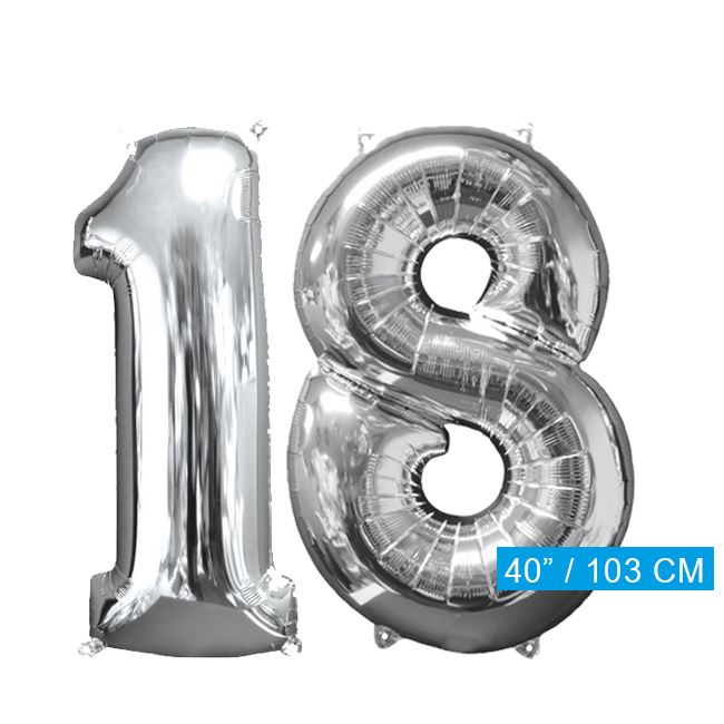 vleet voor eeuwig Peer Helium ballonnen cijfers 18 zilver - Partycorner.nl