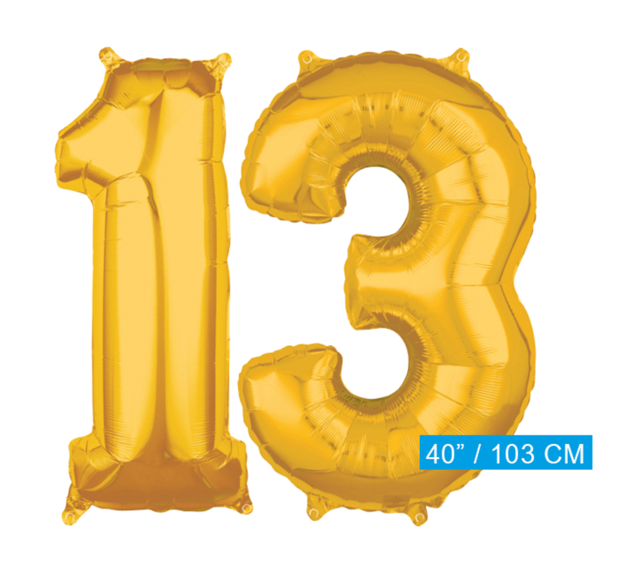 Helium Cijfer ballonnen goud 13