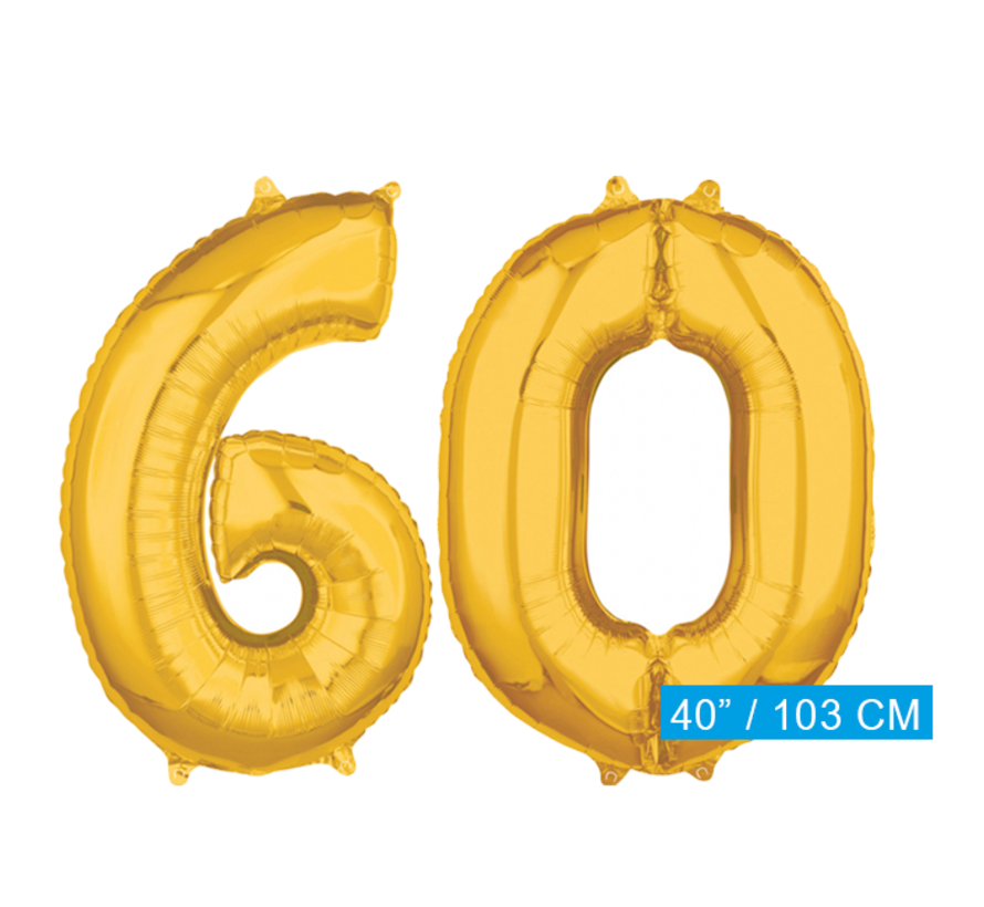 Helium cijfer ballonnen goud 60