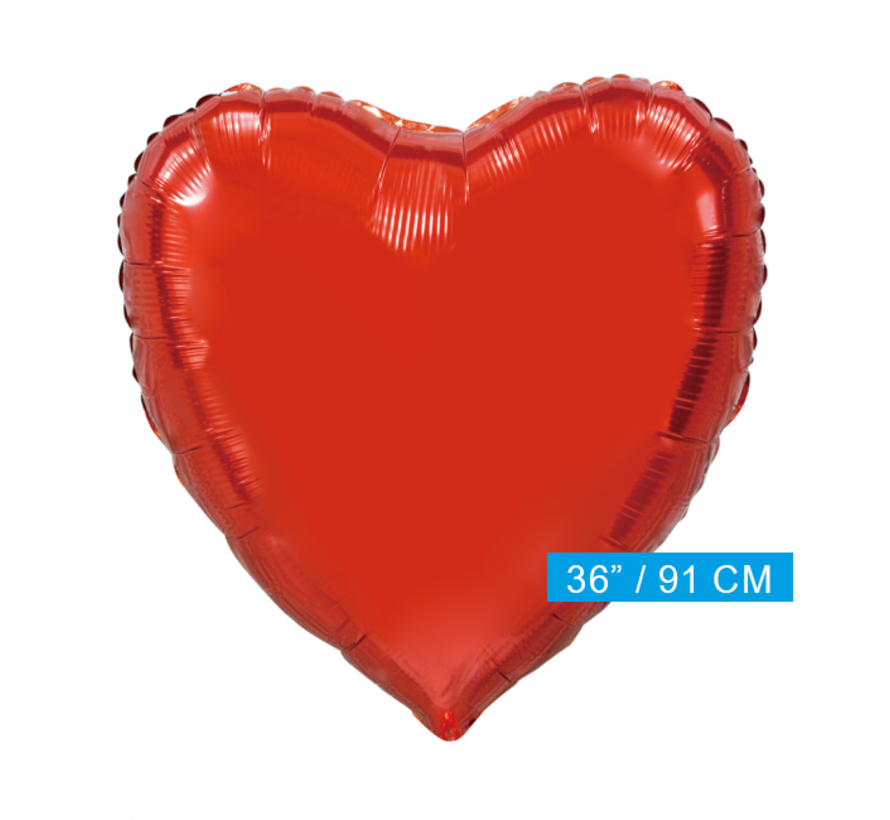 Metallic rood folie hart ballon groot