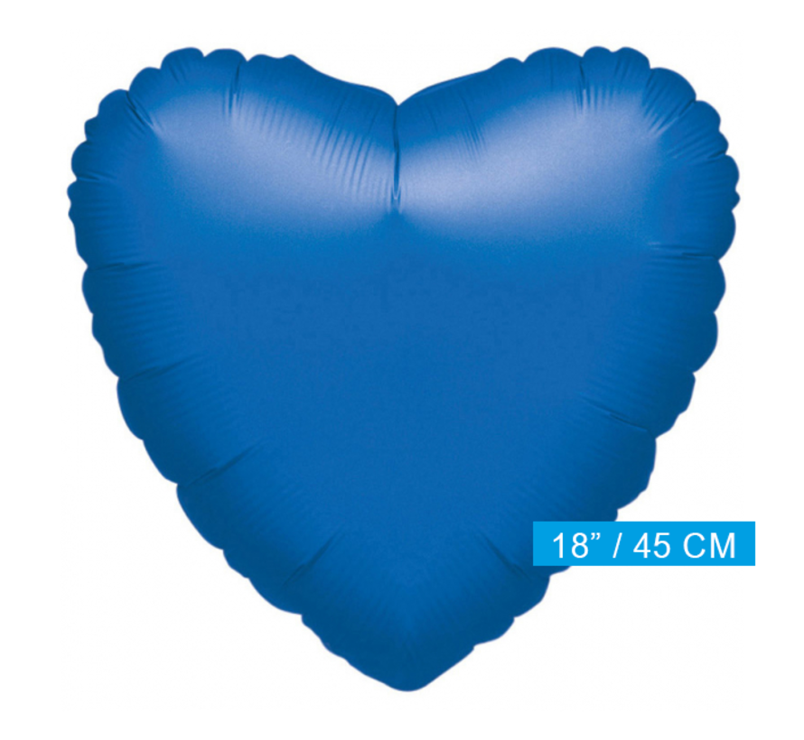 Blanco folieballon hart blauw