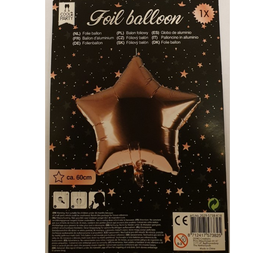 Helium ballon ster rosé goud 60 cm leeg