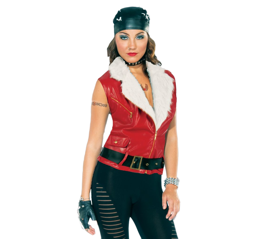 Kerst dames biker jasje rood