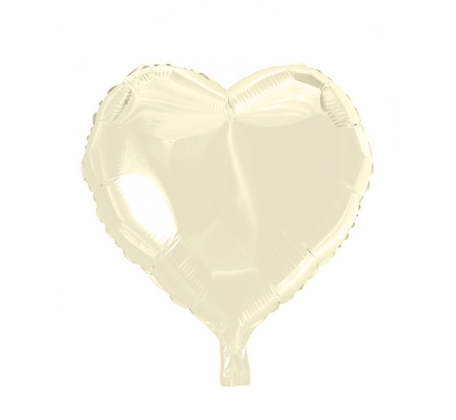 Folieballon hart ivory 45 cm