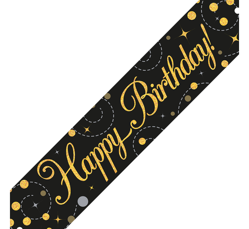 Happy Birthday banner zwart- goud