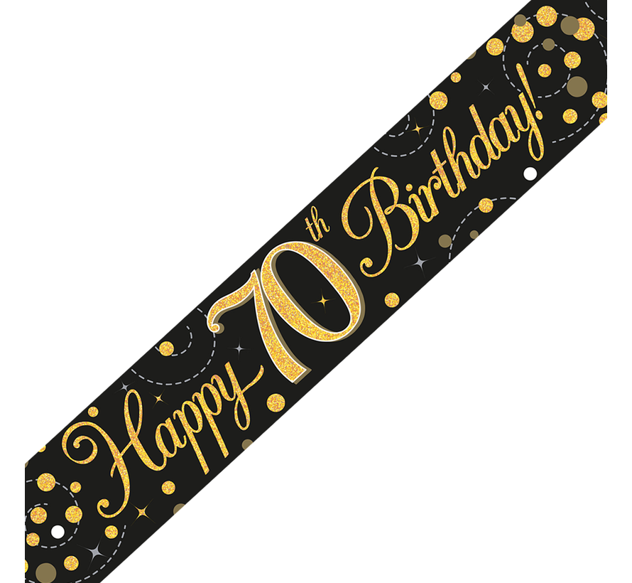 Happy Birthday banner 70 jaar goud zwart
