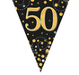 Glitter vlaggenlijn 50 jaar goud-zwart