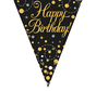 Vlaggenlijn Happy Birthday  zwart goud