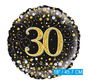 Glitter helium folie-ballon 30 jaar zwart goud
