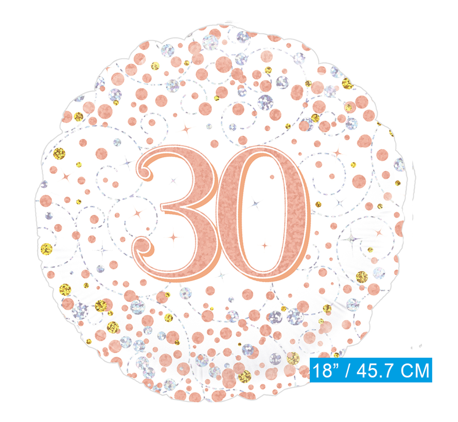 Helium folie ballon 30 jaar rosé-goud