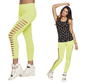 Neon groene legging met gaten aan de zijkant