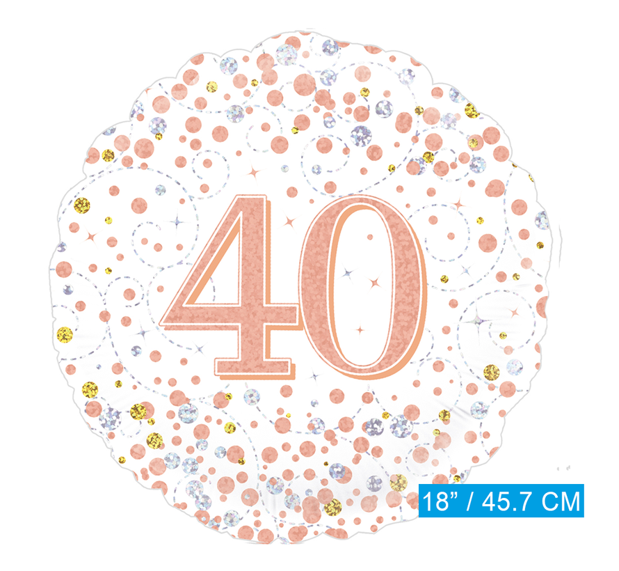 Helium folie-ballon 40 jaar rosé-goud