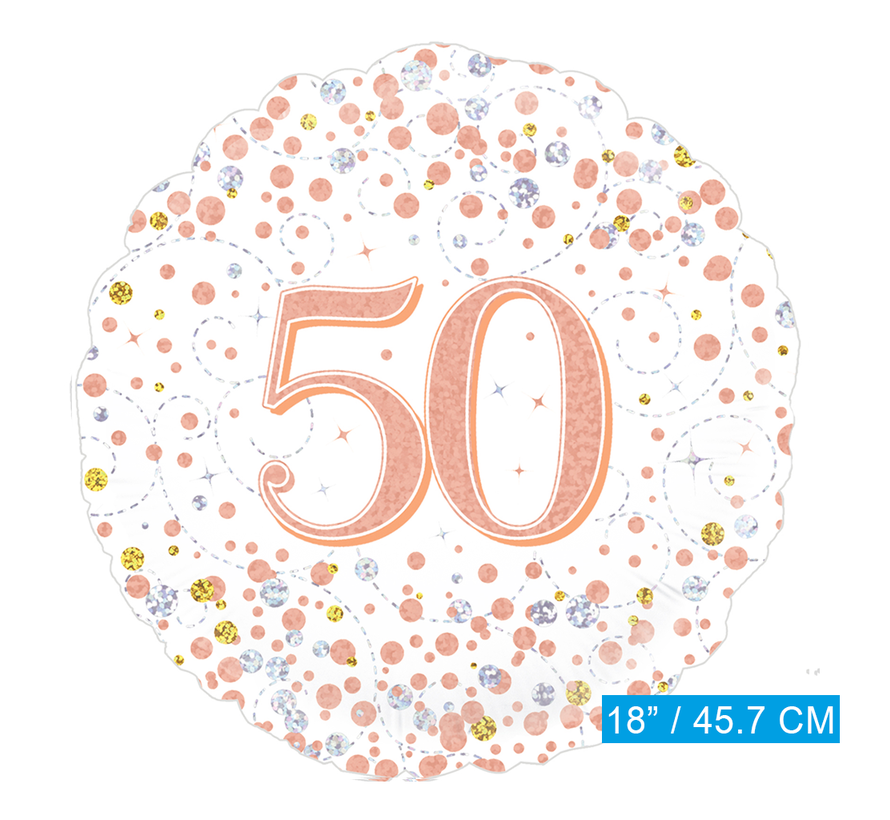Helium folie-ballon 50 jaar rosé-goud