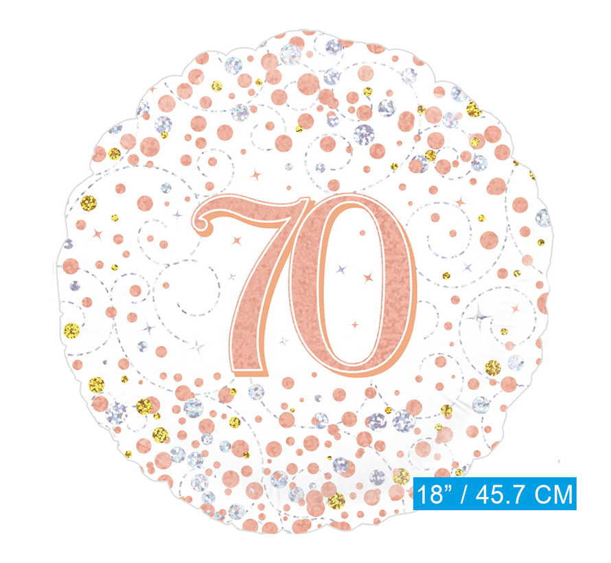 Helium folie-ballon 70 jaar rosé-goud