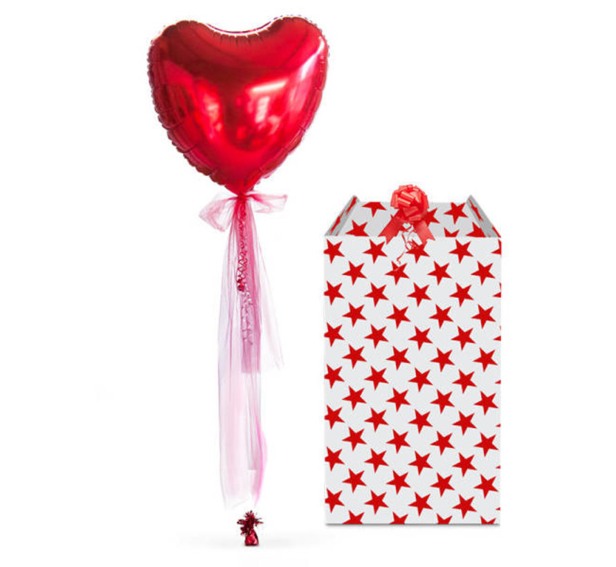 Metallic rood folie hart ballon groot