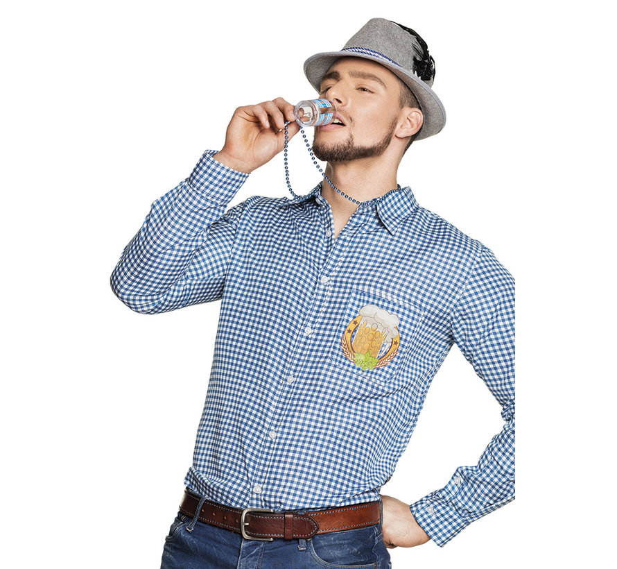 Oktoberfest shirt blauw wit geruit