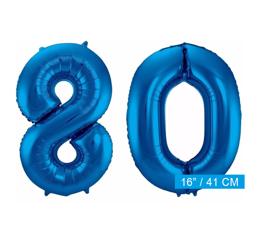 Cijfer folie ballonnen 80 blauw