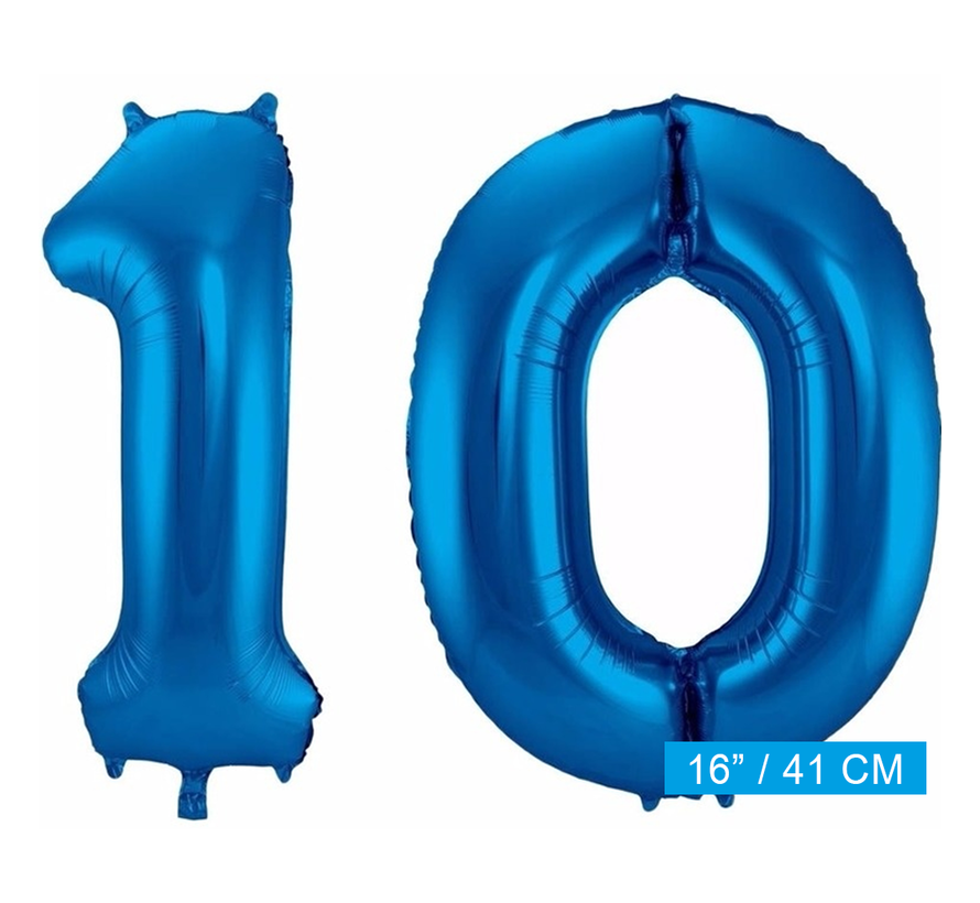Cijfer folie ballonnen 10 blauw