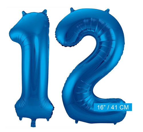 Cijfer folie ballonnen 12 blauw