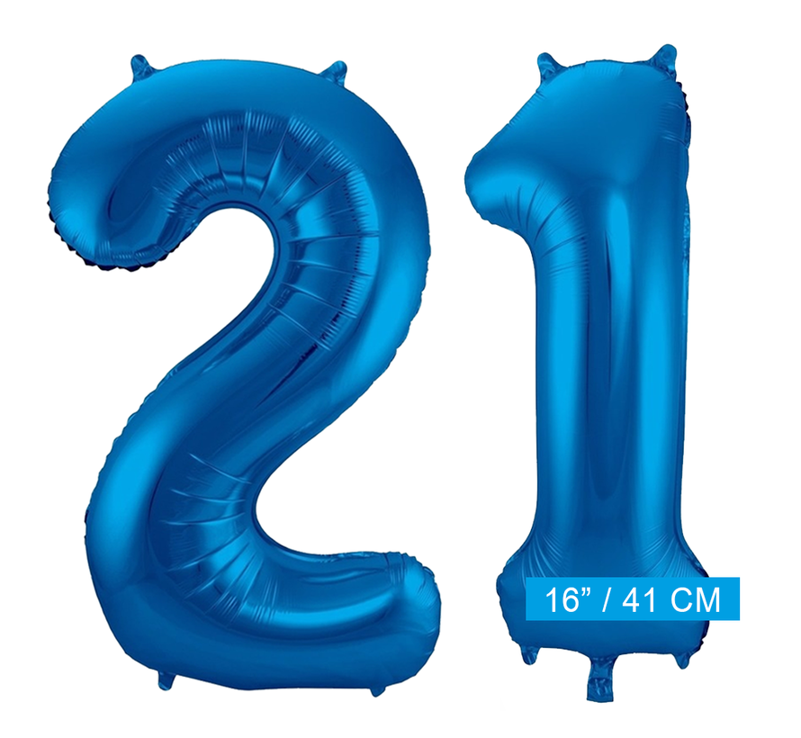 Folie ballonnen 21 blauw